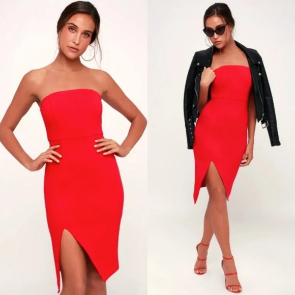 Lulu’s Strapless Red Mini Dress - Picture 1 of 11